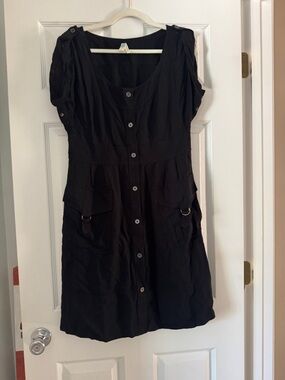 Maeve Black Button-Front Mini Dress